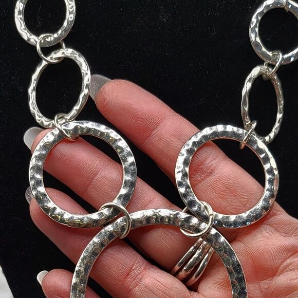 "5/$25" Daisy Fuentes Silvertone Hammered Circle Necklace - Picture 7 of 9